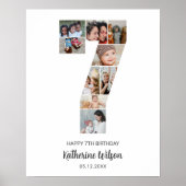 7. Geburtstag Nummer 7 Foto Collage Custom Bild Poster (Vorne)