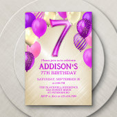7. Geburtstag Pink Balloons Einladung