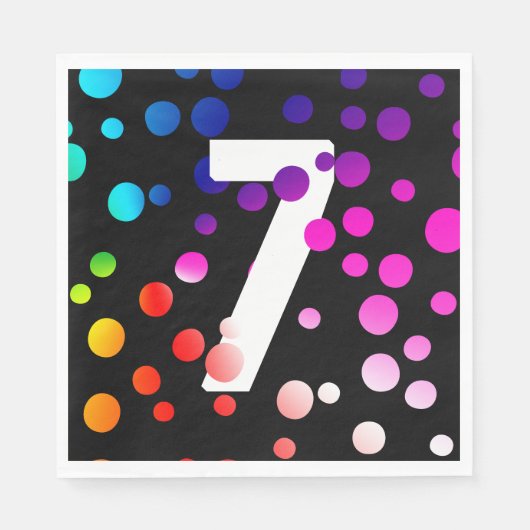 7. Geburtstag Regenbogen Punkte Serviette (Vorderseite)