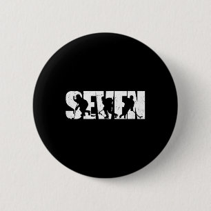 7. Geburtstag Retro Eishockey 7 Jahre Altes Junge Button