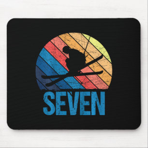 7. Geburtstag Retro Skifahren 7 Jahre Jungen Mädch Mousepad