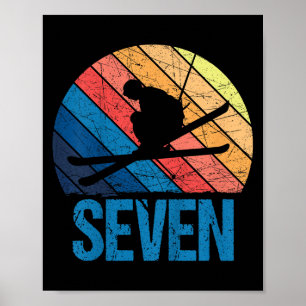 7. Geburtstag Retro Skifahren 7 Jahre Jungen Mädch Poster