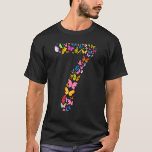 7. Geburtstag Schmetterlinge 7 Jahre alte Mädchen  T-Shirt