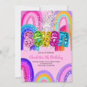 7. Geburtstag Sequin Regenbogen Party Einladung (Vorderseite)