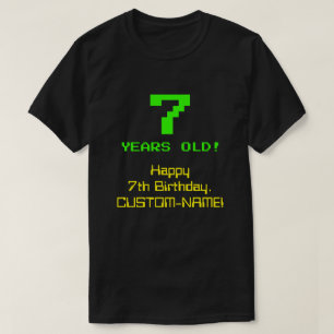 7. Geburtstag: Spaß, 8-Bit-Look, Nerdy / Geeky "7" T-Shirt