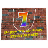 7. Geburtstag: Spaß, Graffiti Inspiriert Regenboge Große Geschenktüte (Vorderseite)