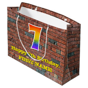 7. Geburtstag: Spaß, Graffiti Inspiriert Regenboge Große Geschenktüte