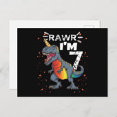 7. Geburtstag T Rex Dinosaurier Postkarte (Vorne/Hinten)