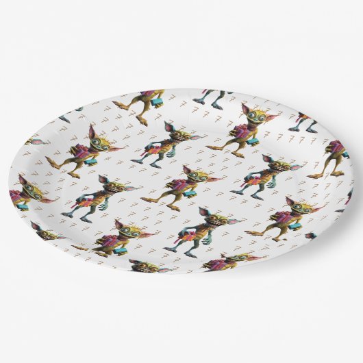 7 GeburtstagMonster Gremlin Pappteller (Schrägansicht)