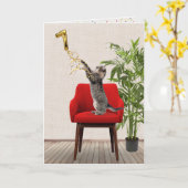 7. Geburtstagsballon mit Tabby Cat Karte (Gelbe Blume)