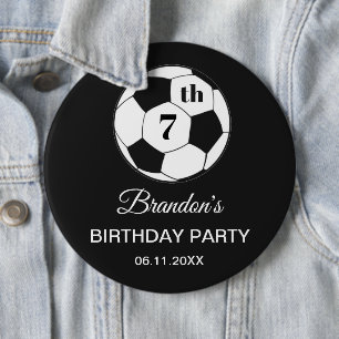 7. Geburtstagsfeier Fußball Schwarz Jungen Sport Button