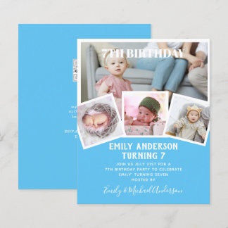 7. Geburtstagsfoto Collage Invite Boy Girl Mixed