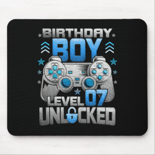 7. Geburtstagsjunge Stufe 7 Entsperrtes Videospiel Mousepad