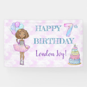 7. Geburtstagsmädchen Prinzessin Afroamerikanerin Banner