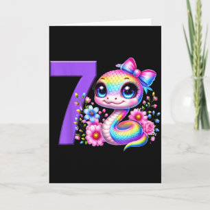 7. Geburtstagsmädchen-Schlangenparty-Regenbogen-Co Karte