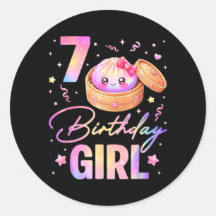 7. Geburtstagsmädchen Süße Klöße Kawaii Anime 7 Runder Aufkleber