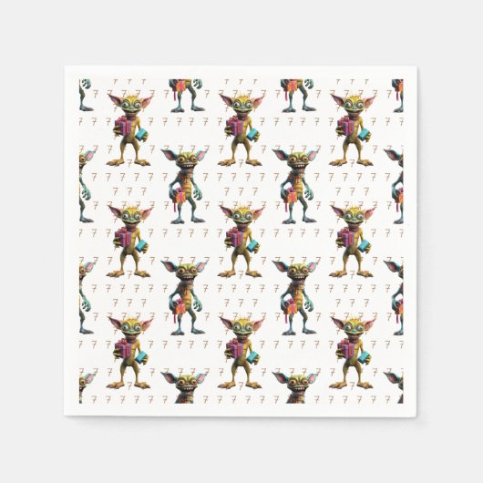 7 Geburtstagsmonster Gremlin Serviette (Vorderseite)