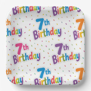 7. Geburtstagspapierteller, Siebter Geburtstag Pappteller