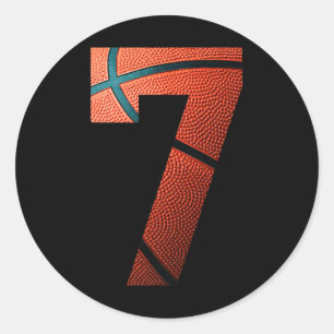 7. Geburtstagsparty Basketball Print Number 7 T-Sh Runder Aufkleber