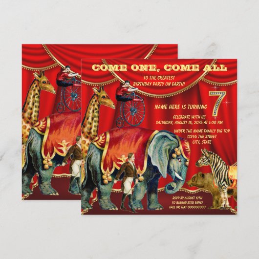 7. Geburtstagsparty Einladung (Vorne/Hinten)