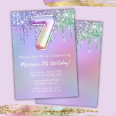7. Geburtstagsparty Einladung Lila Pink Glitzer