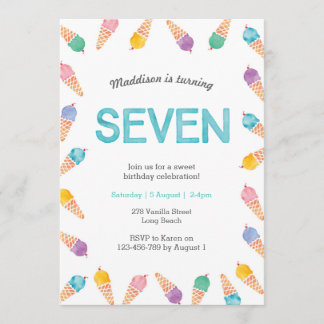7. Geburtstagsparty | Einladung von Regenbogeneis