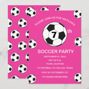 7. Geburtstagsparty Fußball Pink Girls Sport Einladung