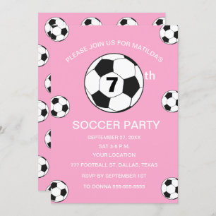 7. Geburtstagsparty Fußball Pink Girls Sport Einladung