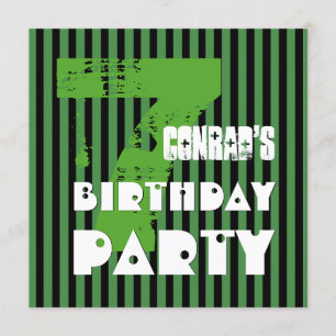 7. Geburtstagsparty Grunge and Stripes Z07P Einladung