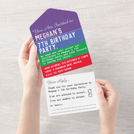 7. Geburtstagsparty in einer Einladung
