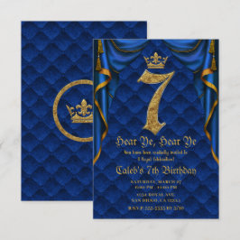 7. Geburtstagsparty Royal Blue Gold Crown Einladung