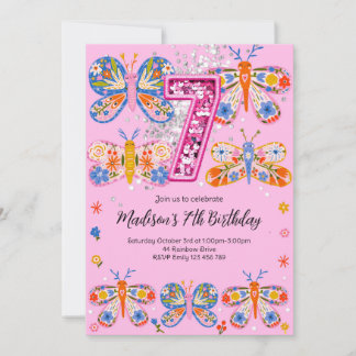 7. Geburtstagsschmetterling Einladung