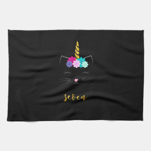 7. Geburtstagsshirt Katze Einhorn Mädchen Geburtst Geschirrtuch