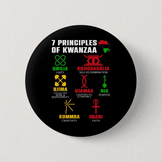 7 Grundsätze der Kwanzaa-Feier Pan African Bo Button (Vorderseite)