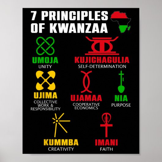 7 Grundsätze der Kwanzaa-Feier Pan African Bo Poster (Vorne)