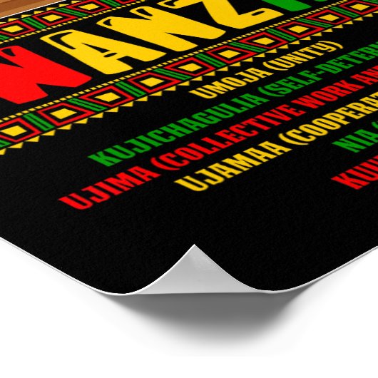 7 Grundsätze der Kwanzaa-Feier Pan African Bo Poster (Ecke)