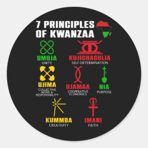 7 Grundsätze der Kwanzaa-Feier Pan African Bo Runder Aufkleber