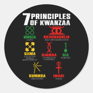 7 Grundsätze der Kwanzaa-Feier Pan African Bo Runder Aufkleber