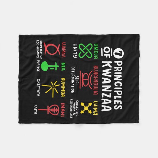 7 Grundsätze der schwarzen Amerikaner aus Kwanzaa Fleecedecke (Vorderseite (Horizontal))