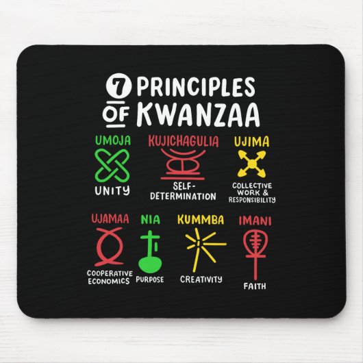 7 Grundsätze der schwarzen Amerikaner aus Kwanzaa Mousepad (Vorne)