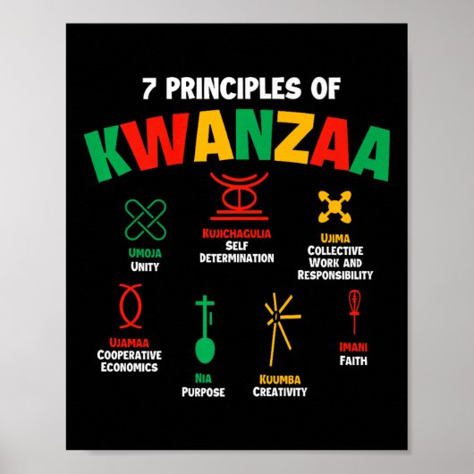 7 Grundsätze von Kwanzaa - Afrikanisches amerikani Poster (Vorne)