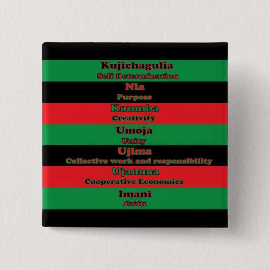 7 Grundsätze von Kwanzaa Button (Vorderseite)