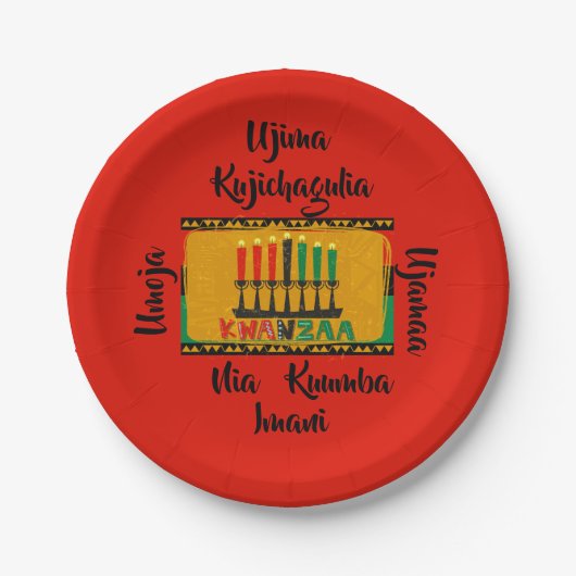 7 Grundsätze von Kwanzaa Candles 7" Pappteller (Vorderseite)