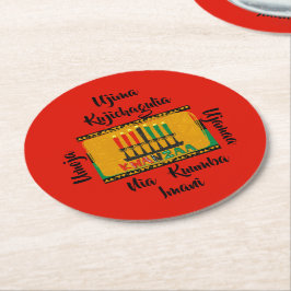 7 Grundsätze von Kwanzaa Candles Runder Pappuntersetzer