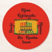 7 Grundsätze von Kwanzaa Candles Runder Pappuntersetzer (Vorderseite)