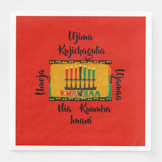 7 Grundsätze von Kwanzaa Candles Serviette (Vorderseite)