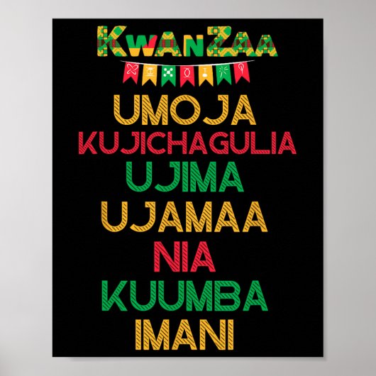 7 Grundsätze von Kwanzaa Happy Kwanzaa, afrikanisc Poster (Vorne)