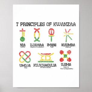 7 Grundsätze von Kwanzaa Nguzo African American Ho Poster