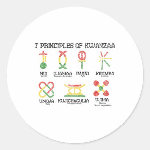 7 Grundsätze von Kwanzaa Nguzo African American Ho Runder Aufkleber