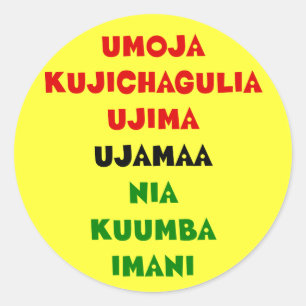 7 Grundsätze von Kwanzaa Runder Aufkleber
